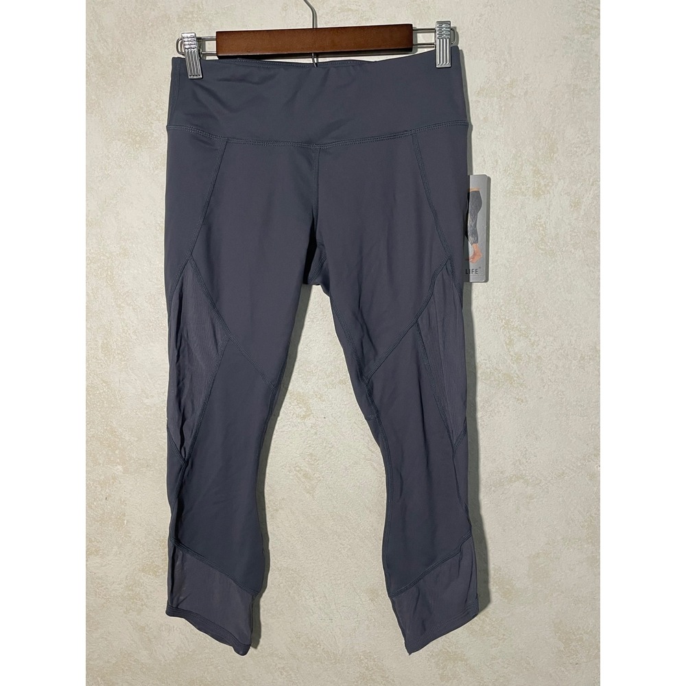 Active Life Blackened Pearl Mesh Panel Cropped Leggings 980073876 Gray Small